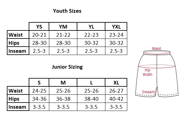 Soffe Junior Size Chart