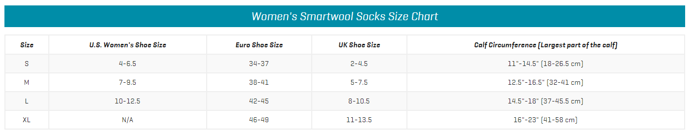 Smartwool Women S Socks Size Chart
