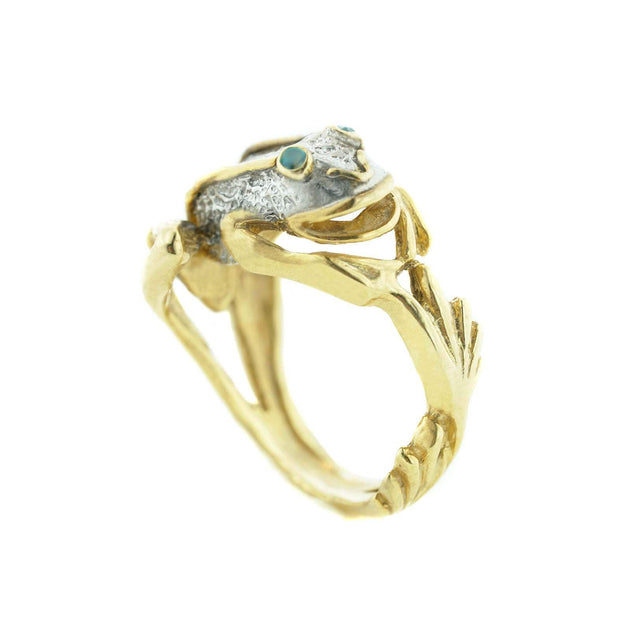 Silver Frog Ring - Genuine Emeralds – Gems And Jewels