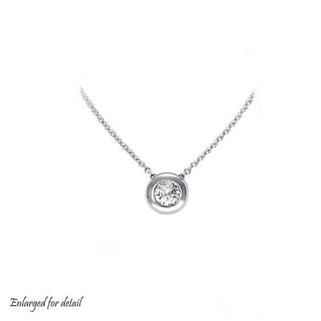 Diamond Bezel Set Necklace - 14K Gold Diamond Solitaire Necklace – Gems ...