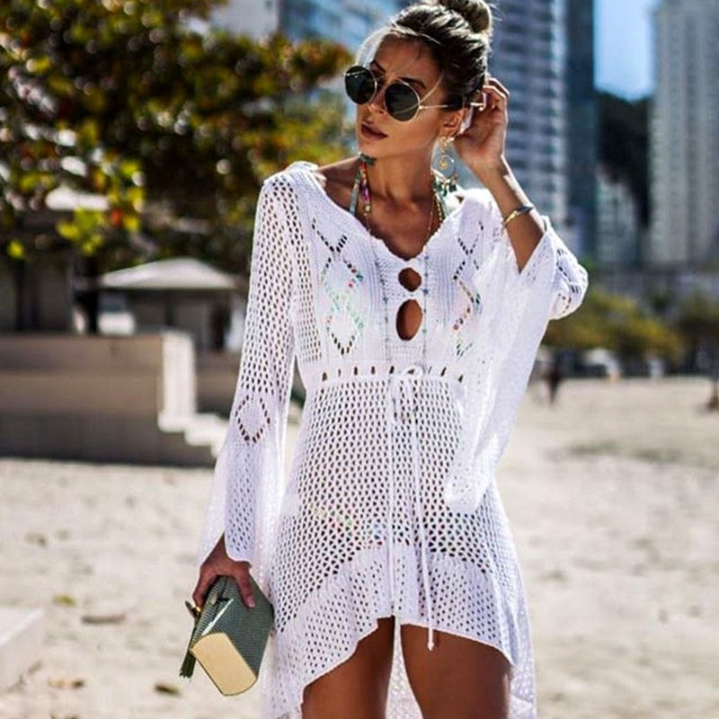 white swim cover up dress