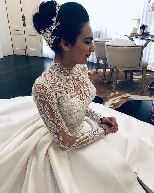 wedding gown turtleneck lace