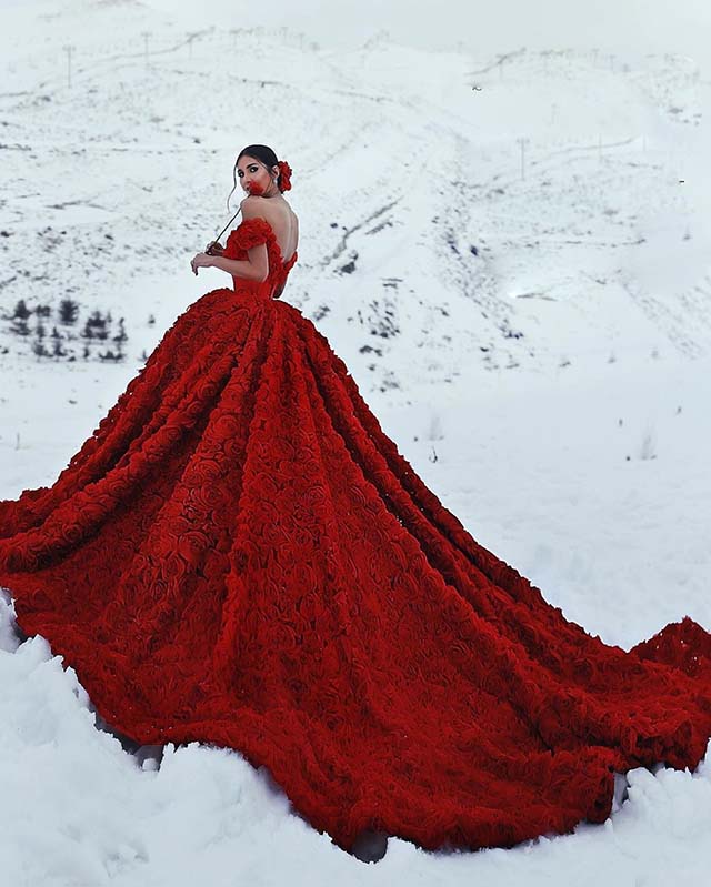 princess in red gown