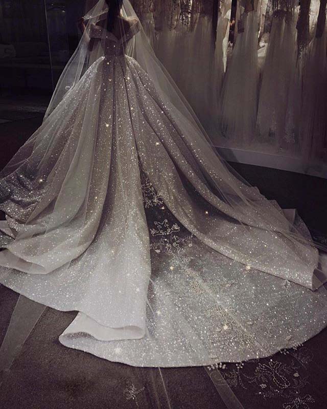 full glitter wedding dress