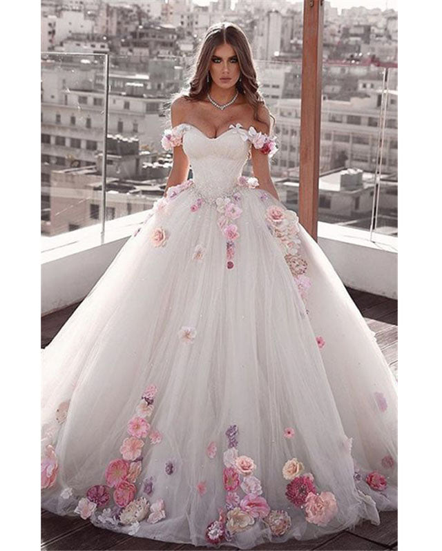 tulle floral prom dress