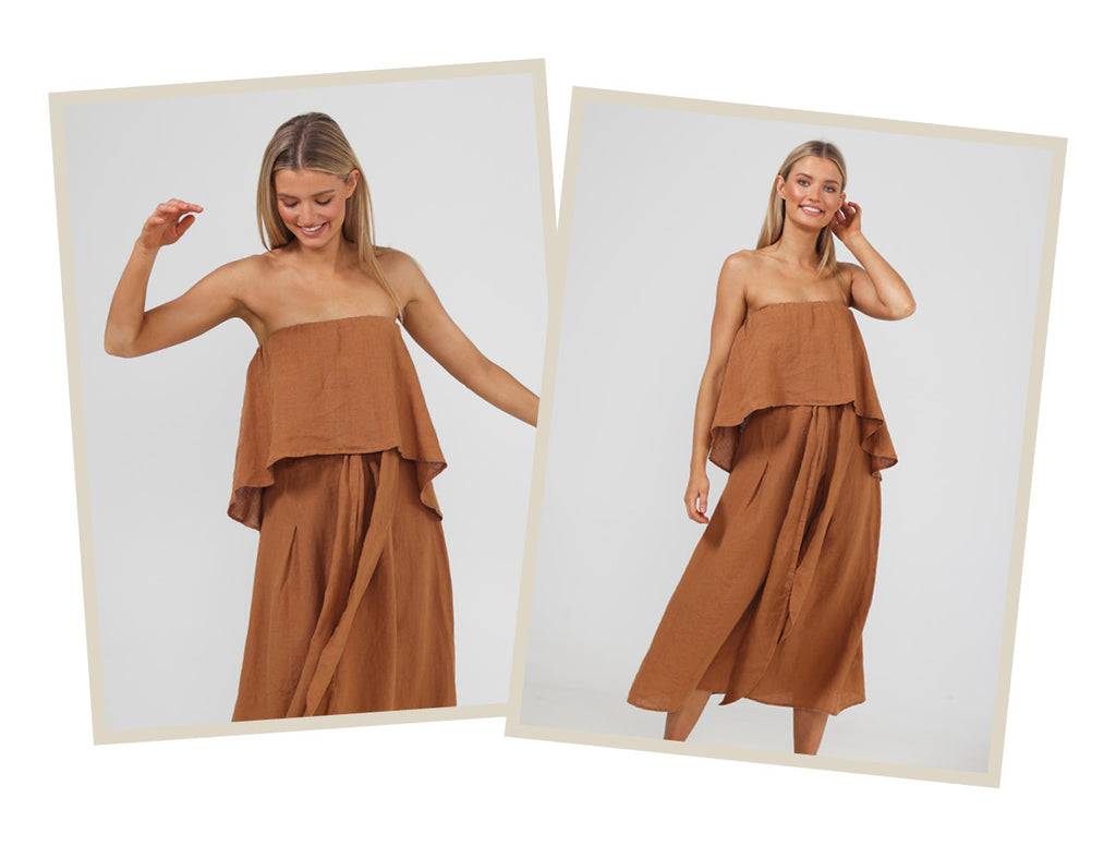 Sorrento Dress - Tan Linen