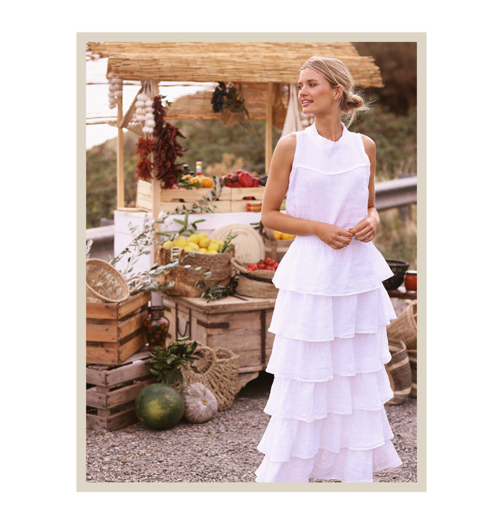 Neapolitan Skirt - White Linen