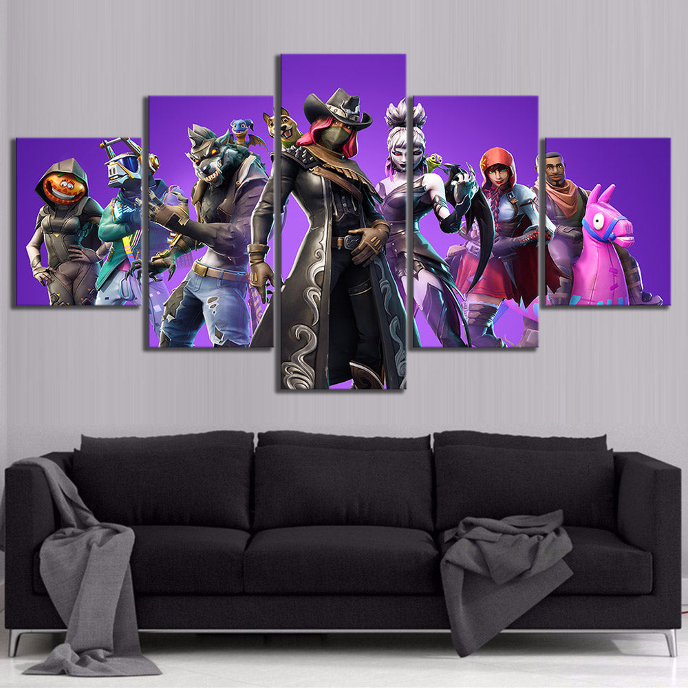 5 Piece Fortnite Poster Canvas Art Wall Paintings For Home - load image into gallery viewer 5 piece fortnite poster canvas art wall paintings for home