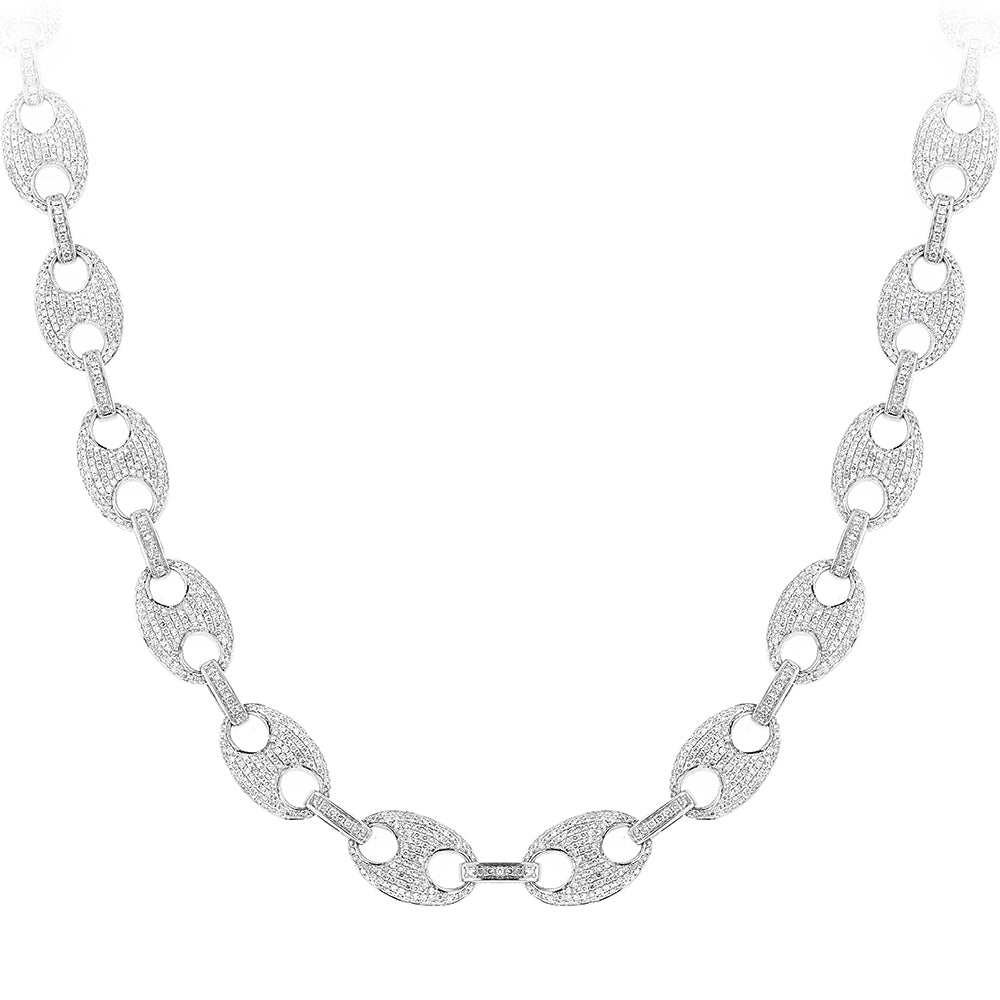 iced gucci link necklace in white gold