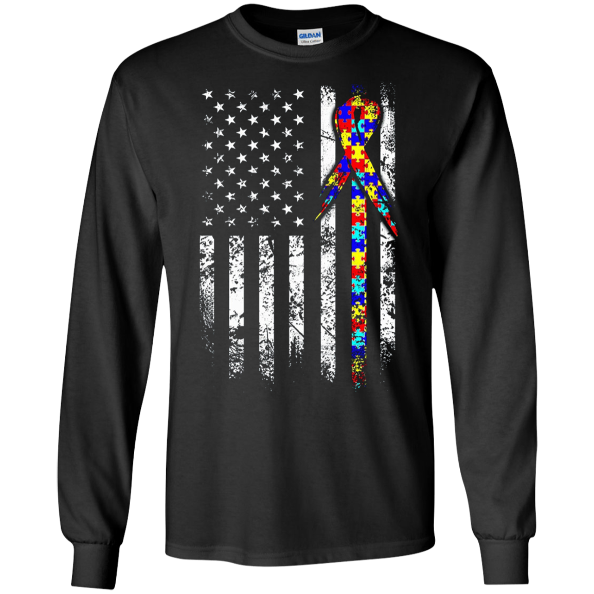 Autism Awareness T Shirt American Flag Distressed Tee Ultra Shirt