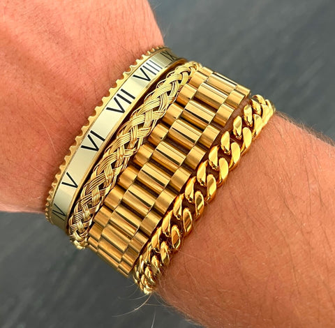 Emils Jewellery metal bracelet stack in gold Online Shop jewelry