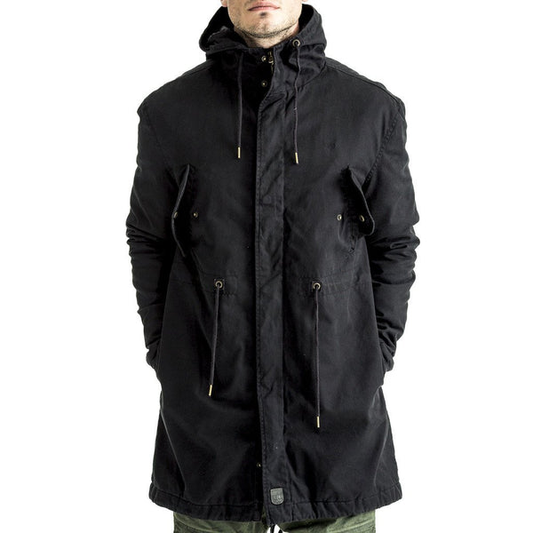 Parka-Jacket-Hood-Black-Front-View