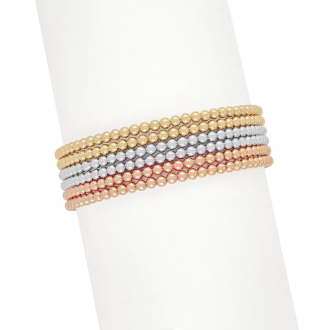 Classic Trio  Gold + Silver + Rose Gold Bracelet Set by Jaimie