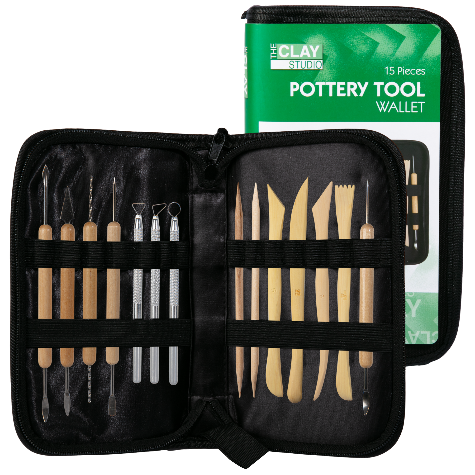 Image of The Clay Studio Wallet Of Pottery Tools 15 Pieces