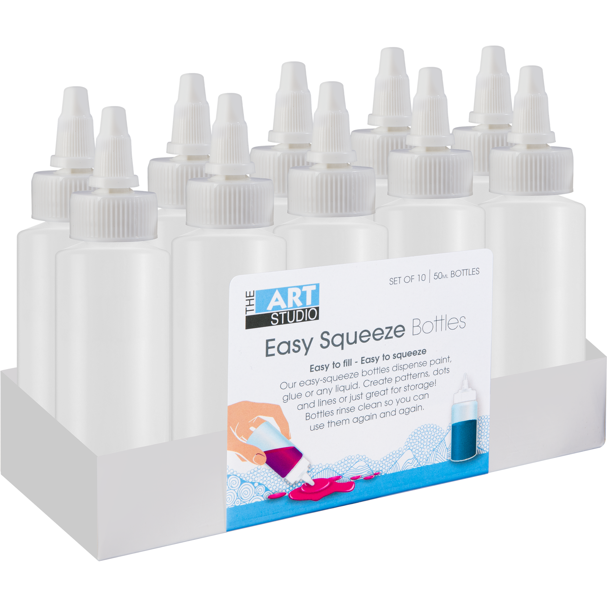 Image of The Art Studio Easy Squeeze Bottles 10x50ml