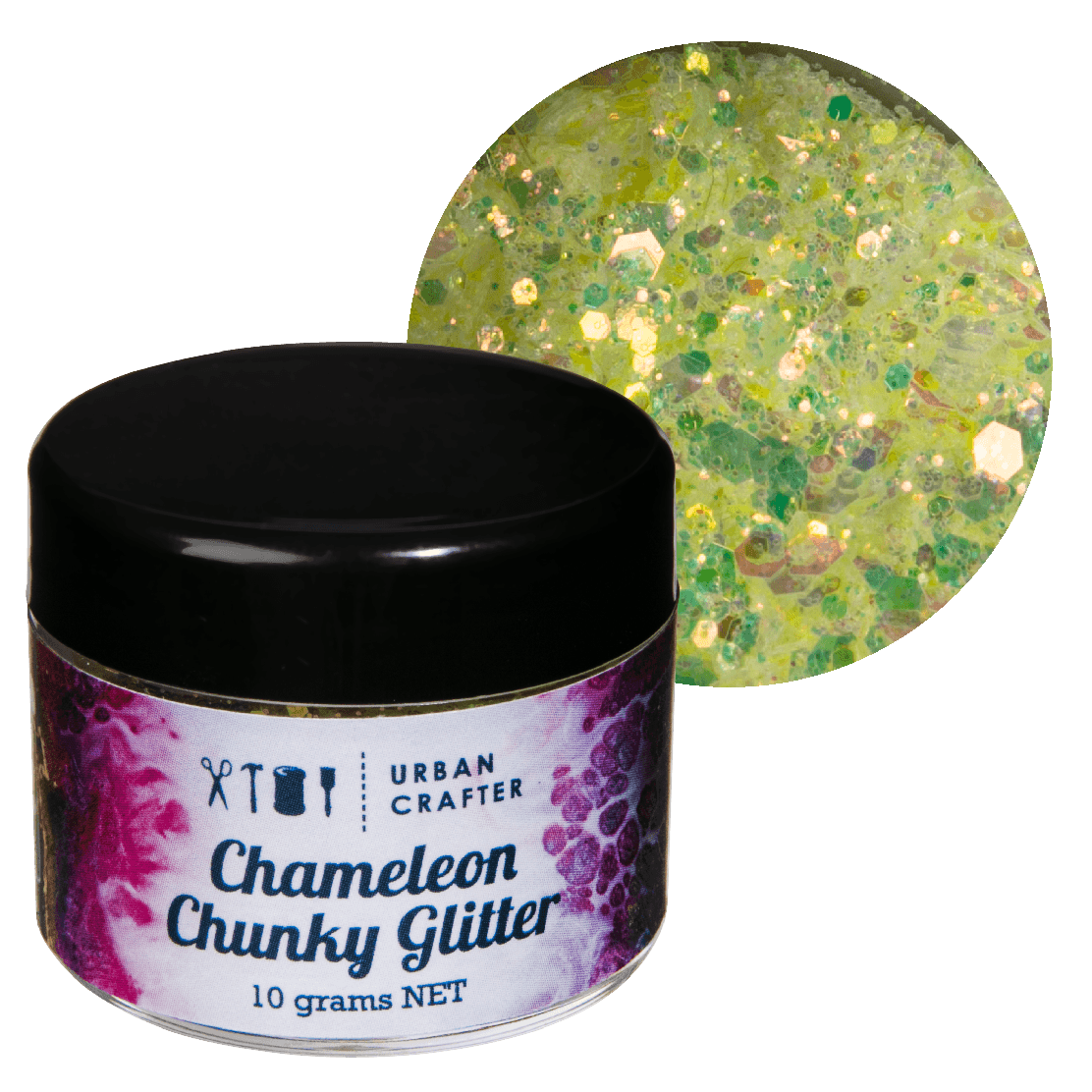 Image of Urban Crafter Chameleon Chunky Glitter-Yellow, Green 10g