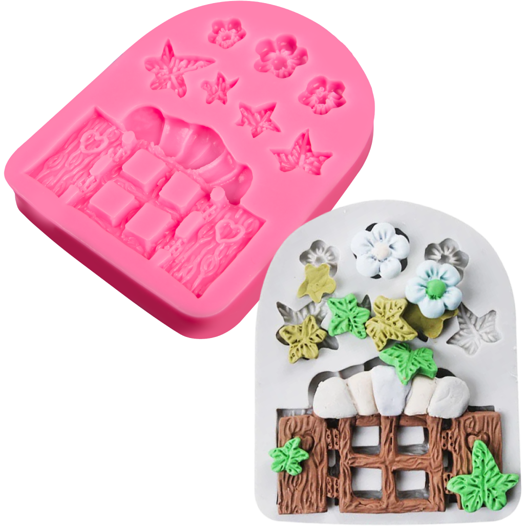 Image of The Clay Studio Flower Door Silicone Mould for Polymer Clay and Resin 10.3x8.3x1.2cm