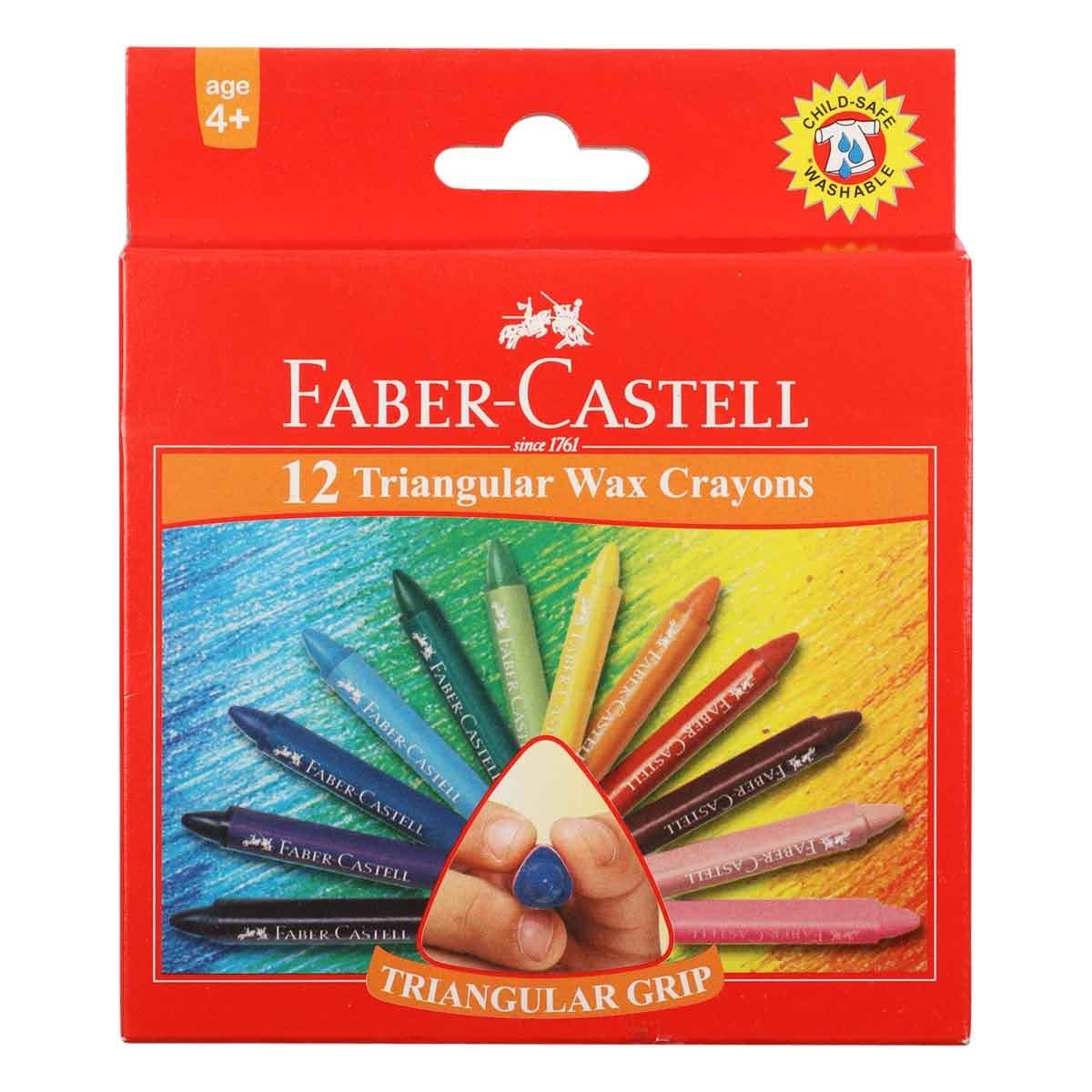 Image of Faber Castell Triangular Grip Wax Crayons 12 Pack