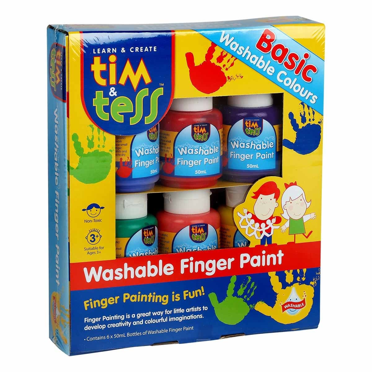 Image of Tim & Tess Children's Washable Finger Paint 6 Colours x 5ml Bottles