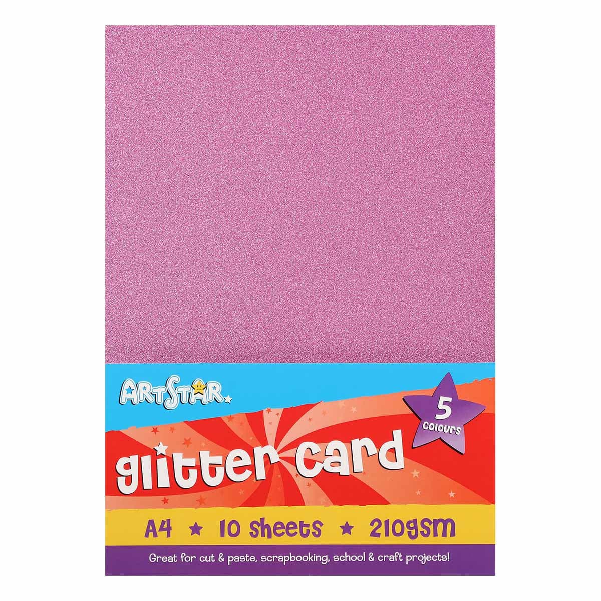 Image of Art Star A4 210gsm Glitter Card Assorted Colours 10 Sheets