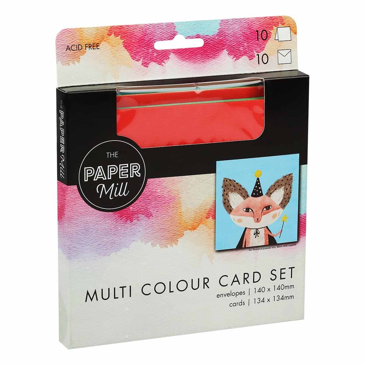 Image of The Paper Mill Square Cards with Envelopes Assorted Colours 230gsm 10 Pack