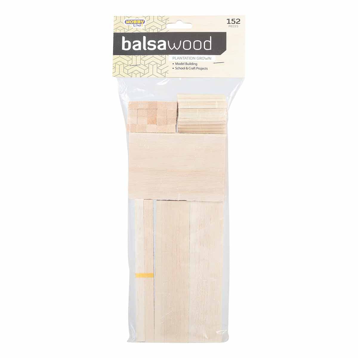 Image of Hobby Line Balsa Wood Assorted Sizes & Shapes 152 Pieces