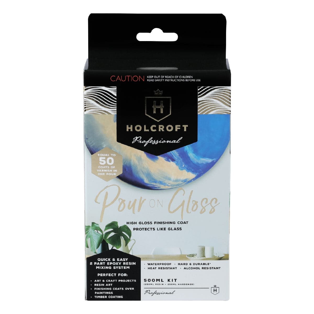 Image of Holcroft Pour On Gloss Resin Art Varnish Kit 500ml