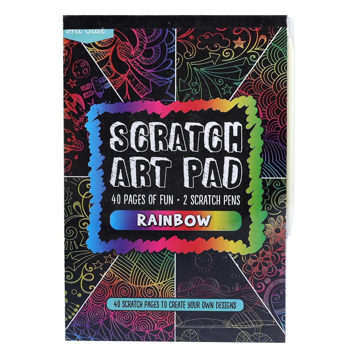 Image of Art Star A5 Scratch Art Pad with 2 Rainbow Pens 40 Sheets