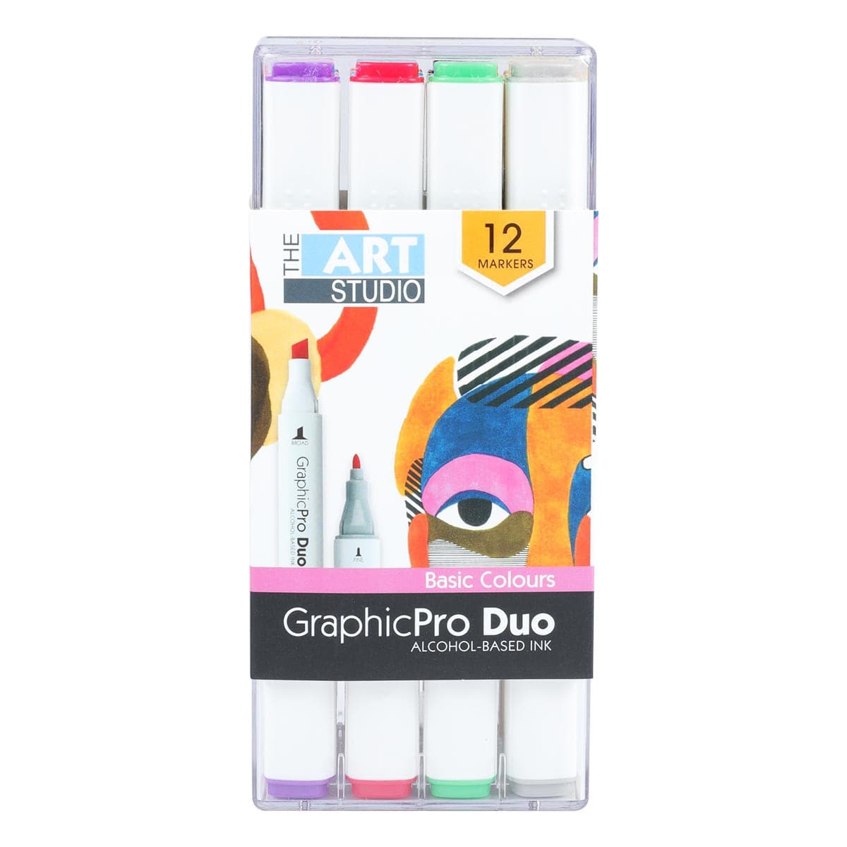 Image of The Art Studio GraphicPro Duo Marker Assorted Basic Colours 12 Pack