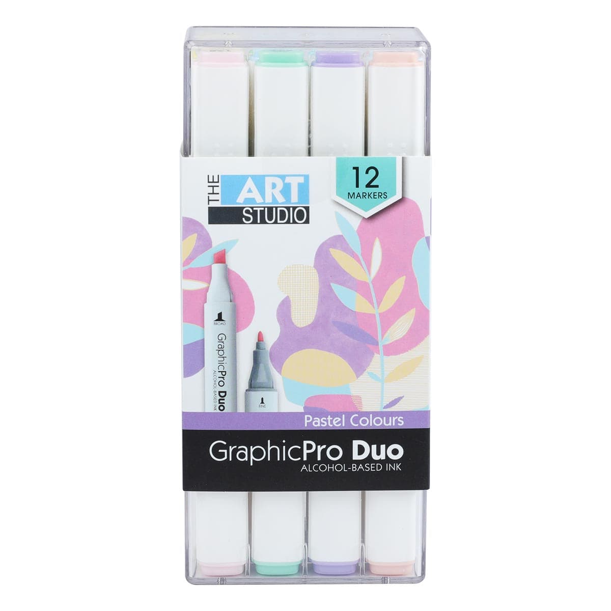 Image of The Art Studio GraphicPro Duo Broad & Fine Tip Marker Pastel Colours 12 Pack