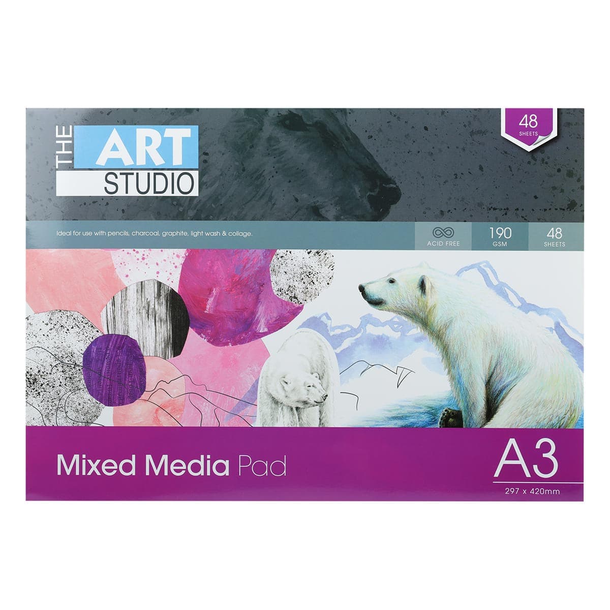 Image of The Art Studio Mixed Media 190gsm A3 48 Sheets