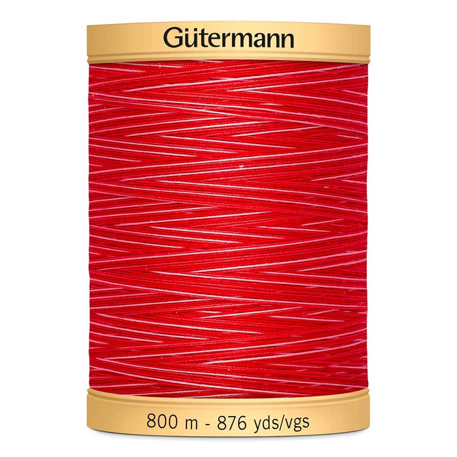 Image of Gutermann 100% Natural Cotton Sewing Thread 800mt - 9973 - Varigated Ruby Red