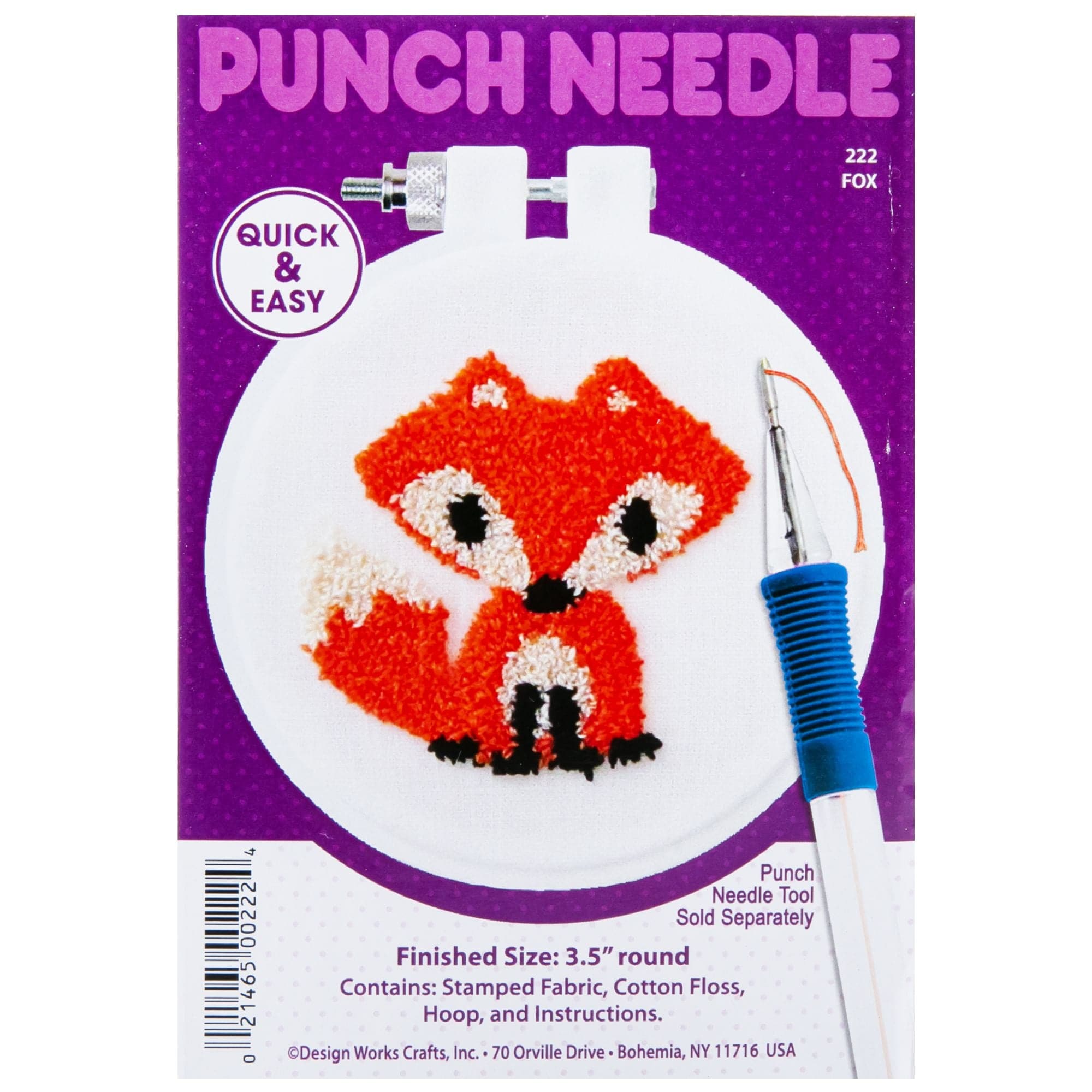 Image of Design Works Punch Needle Kit 9cm Round Fox