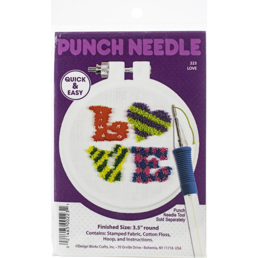 Image of Design Works Punch Needle Kit 9cm Round Love