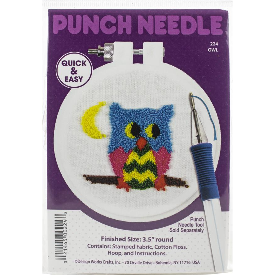 Image of Design Works Punch Needle Kit 9cm Round Owl