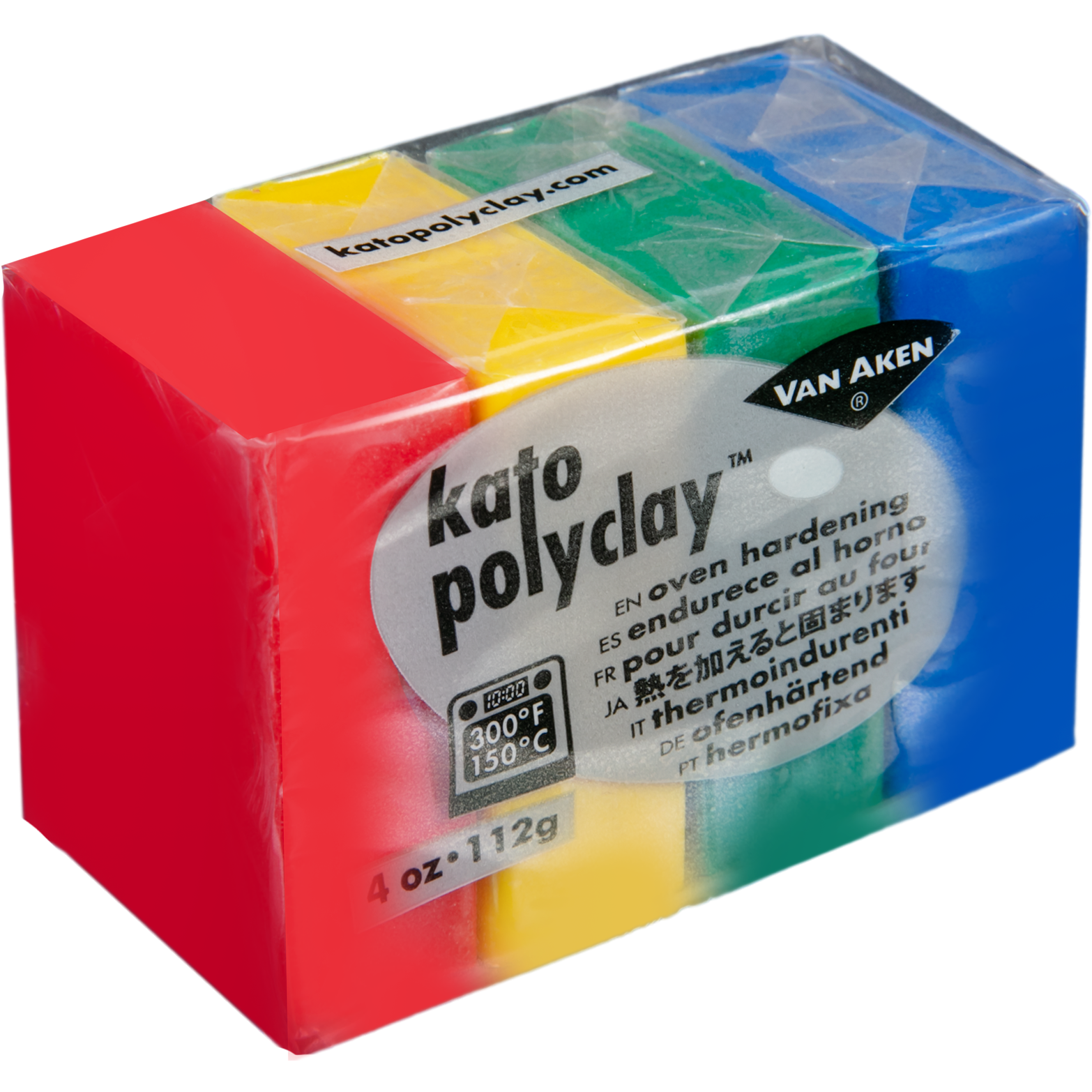 Image of Kato Oven Baked Polymer Clay PolyClay-Primary Colours, Each 28g (Set of 4 Colours)