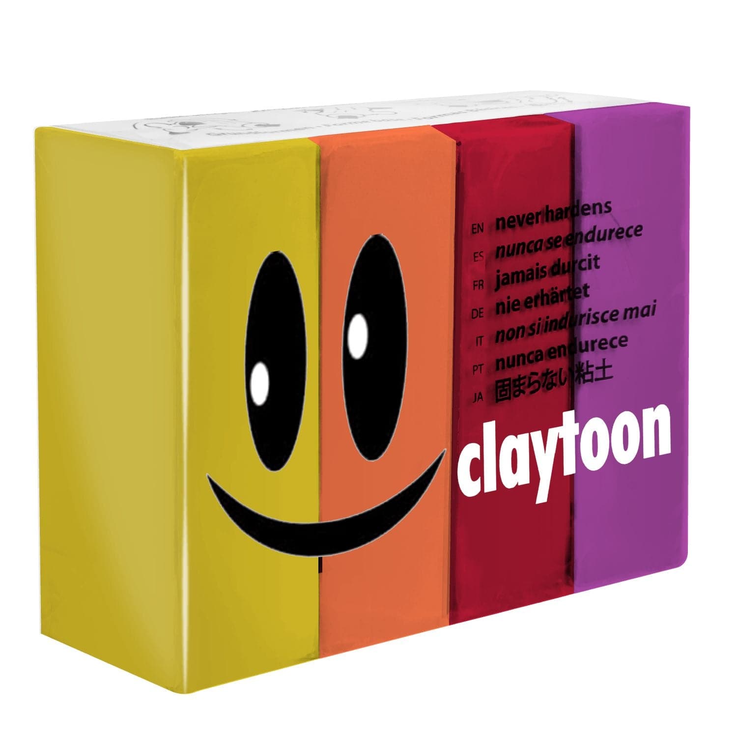 Image of Claytoons Non-Hardening Modelling Clay 112g Claytoons Hot 4 Colour Set (Magenta Red Neon Orange Yellow)