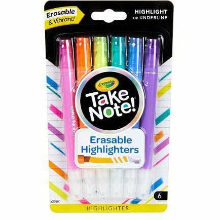 Image of Crayola Take Note! 6 ct Erasable Highlighters Multi-Colours