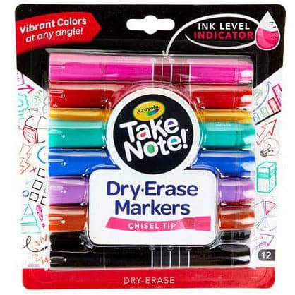 Image of Crayola Take Note! 12 ct Chisel Tip Whiteboard Markers (Multiple Colours)