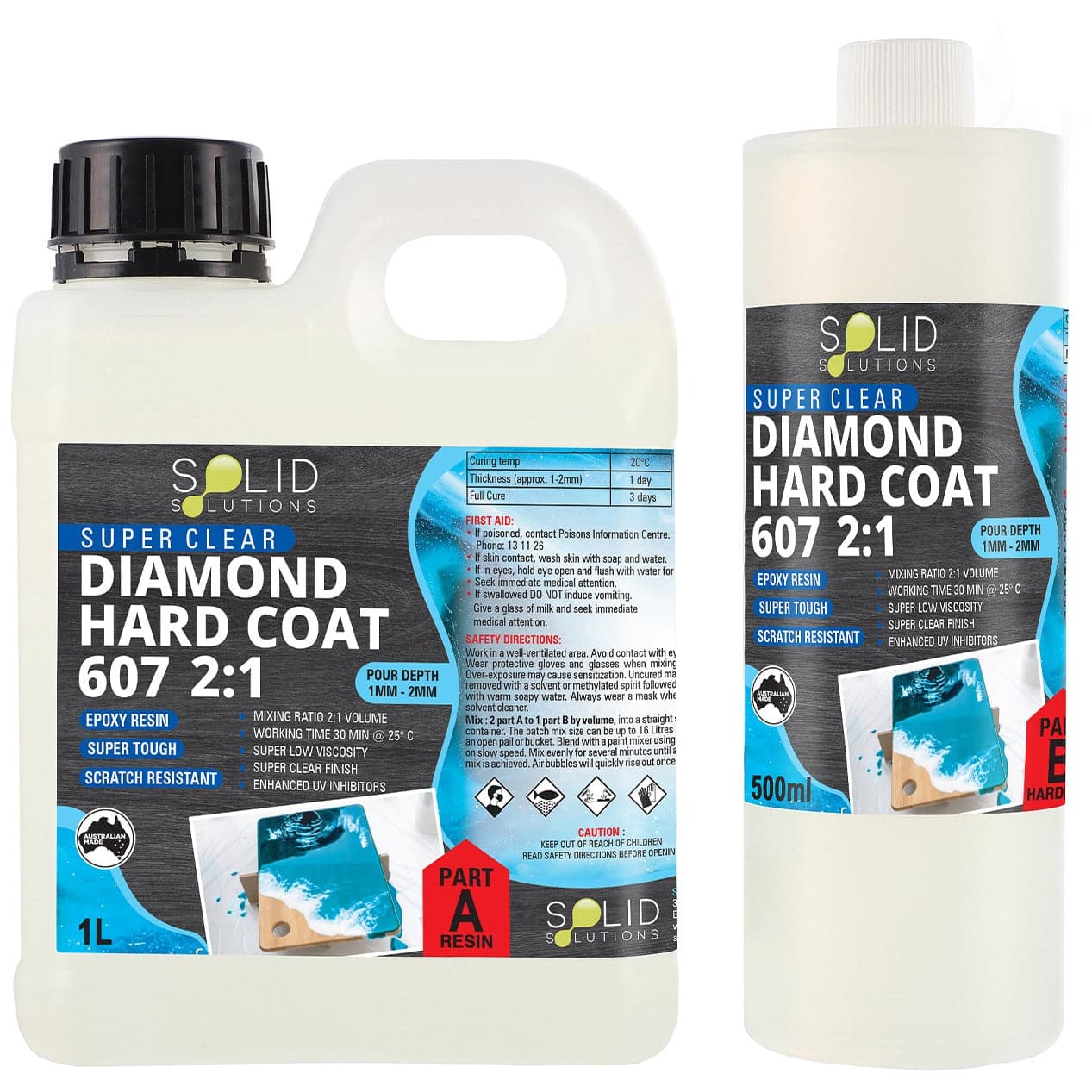 Image of Solid Solutions Diamond Hard Coat 607 UV Resistant Premium Epoxy Resin 2:1 1.5 Litre Kit