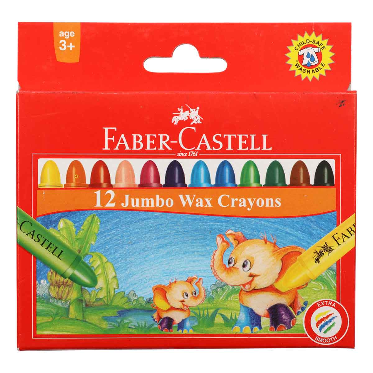 Image of Faber Castell Wax Crayons Jumbo Box of 12