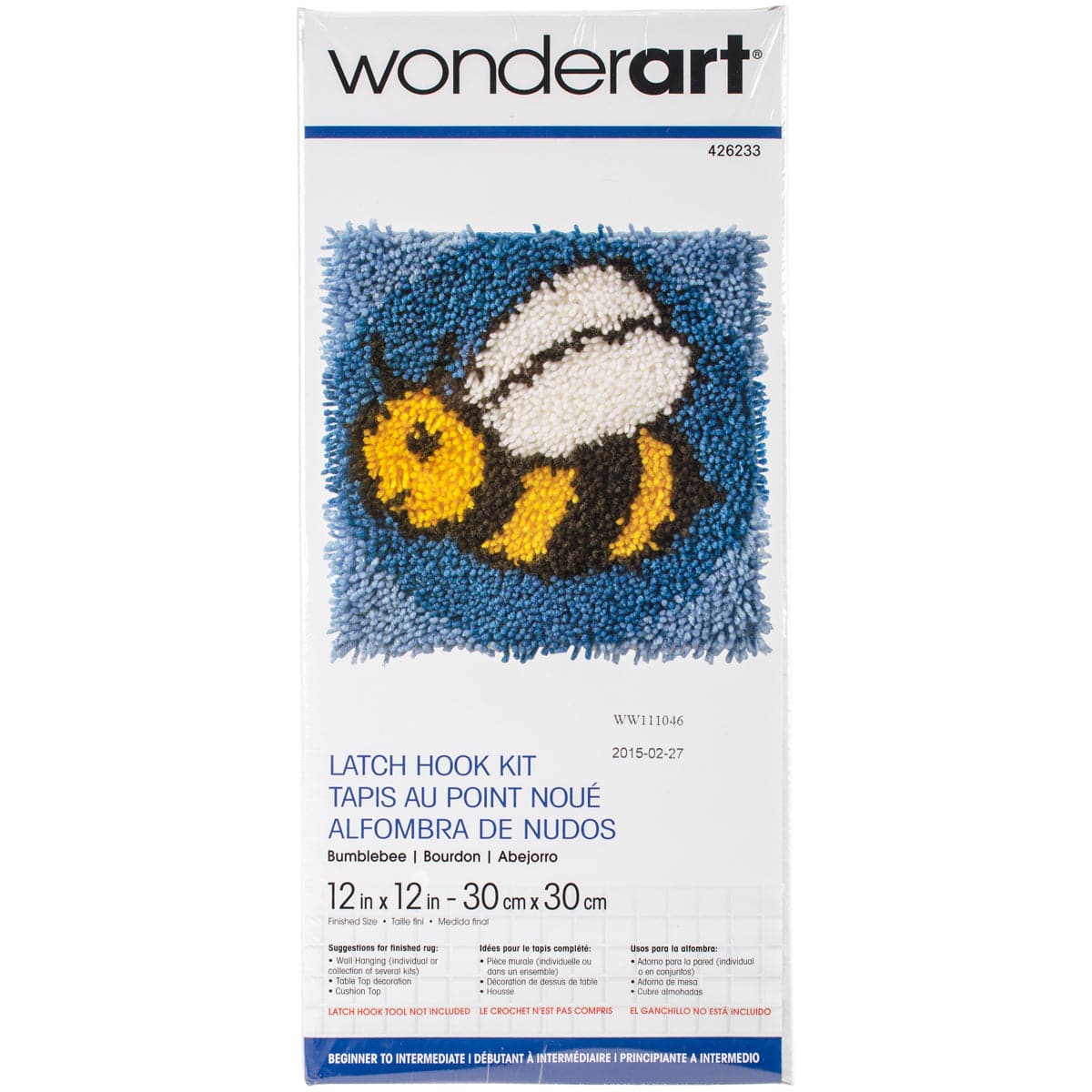 Image of Wonderart Latch Hook Kit 30x30cm Bumblebee