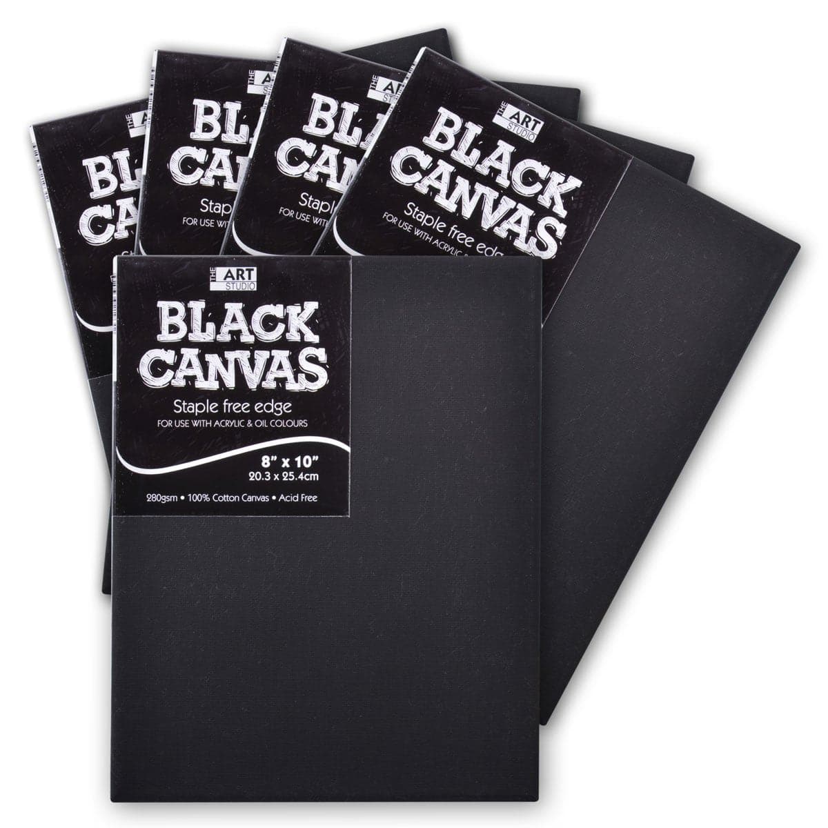 Image of The Art Studio 16mm Thin Bar Black Stretched Canvas 8 x 10 Inches 5 Pack