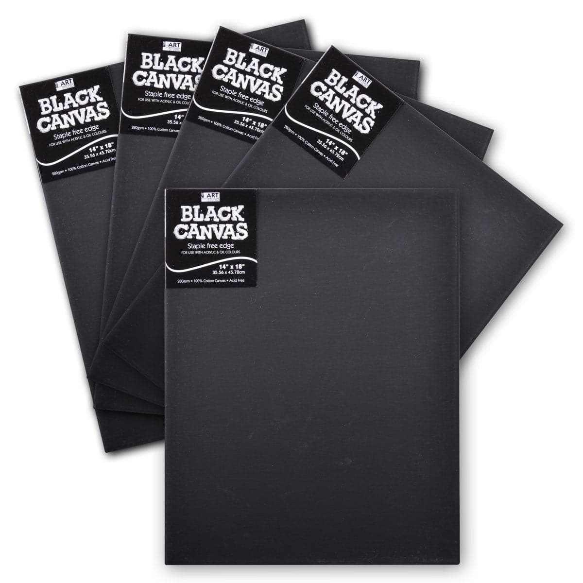 Image of The Art Studio 16mm Thin Bar Black Stretched Canvas 14 x 18 Inches 5 Pack