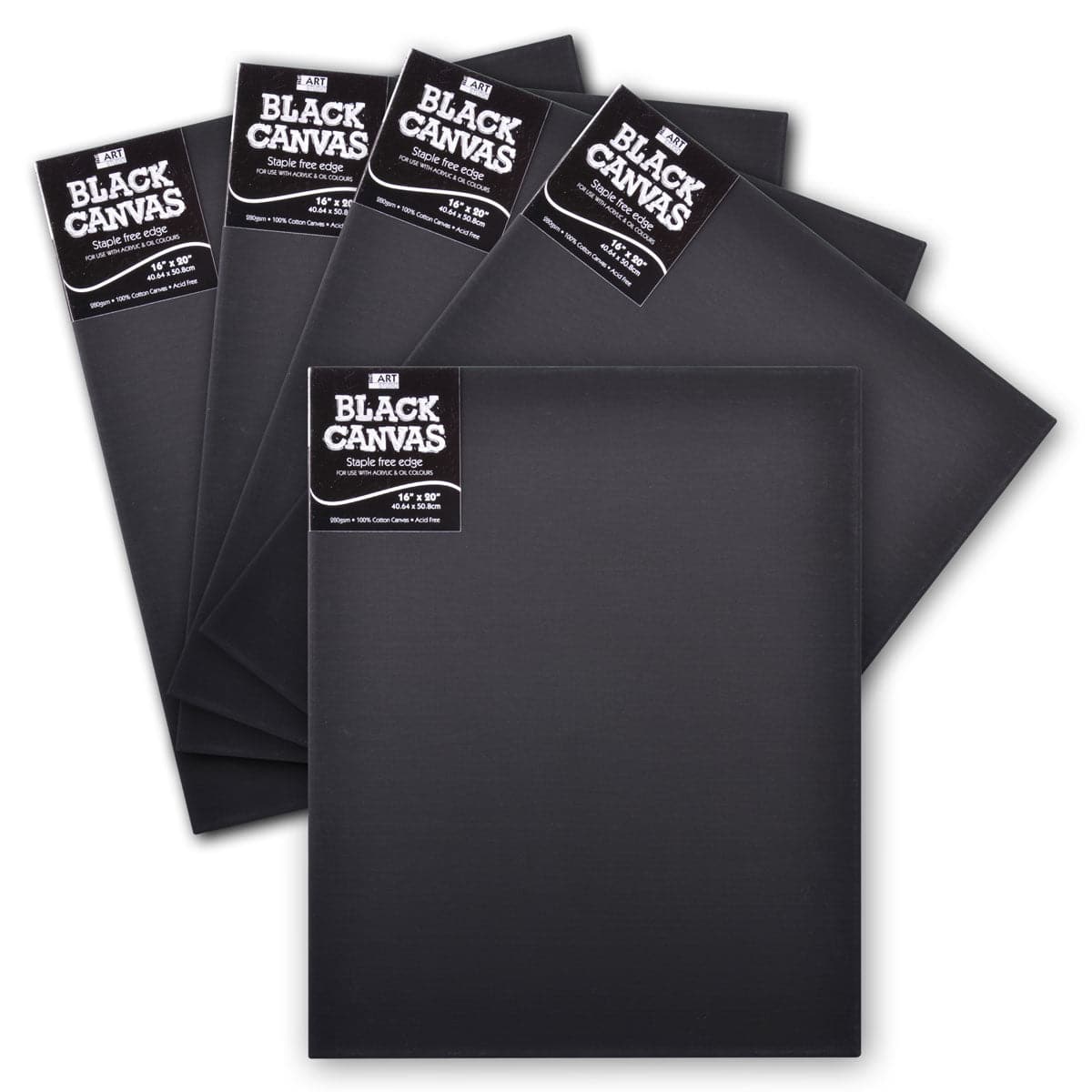 Image of The Art Studio 16mm Thin Bar Black Stretched Canvas 16 x 20 Inches 5 Pack