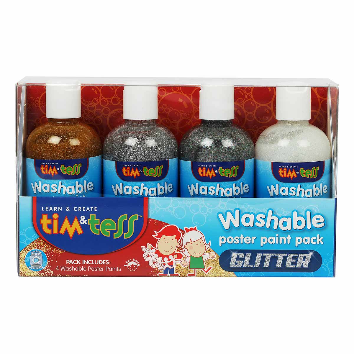 Image of Tim & Tess Washable Glitter Poster Paint Set 4 Colours x 250ml