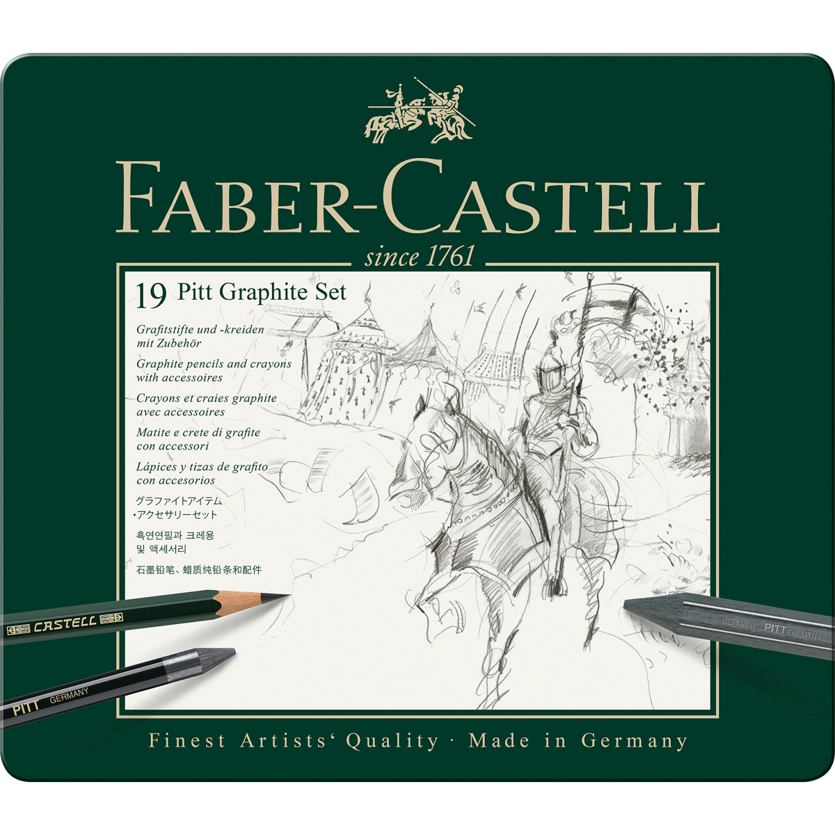 Image of Faber Castell Pitt Mixed Media Set, Graphite Assorted – Tin of 19