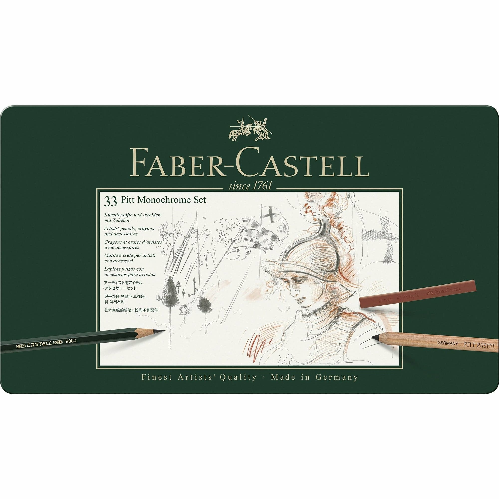 Image of Faber Castell Pitt Mixed Media Set, Monochrome – Tin of 33