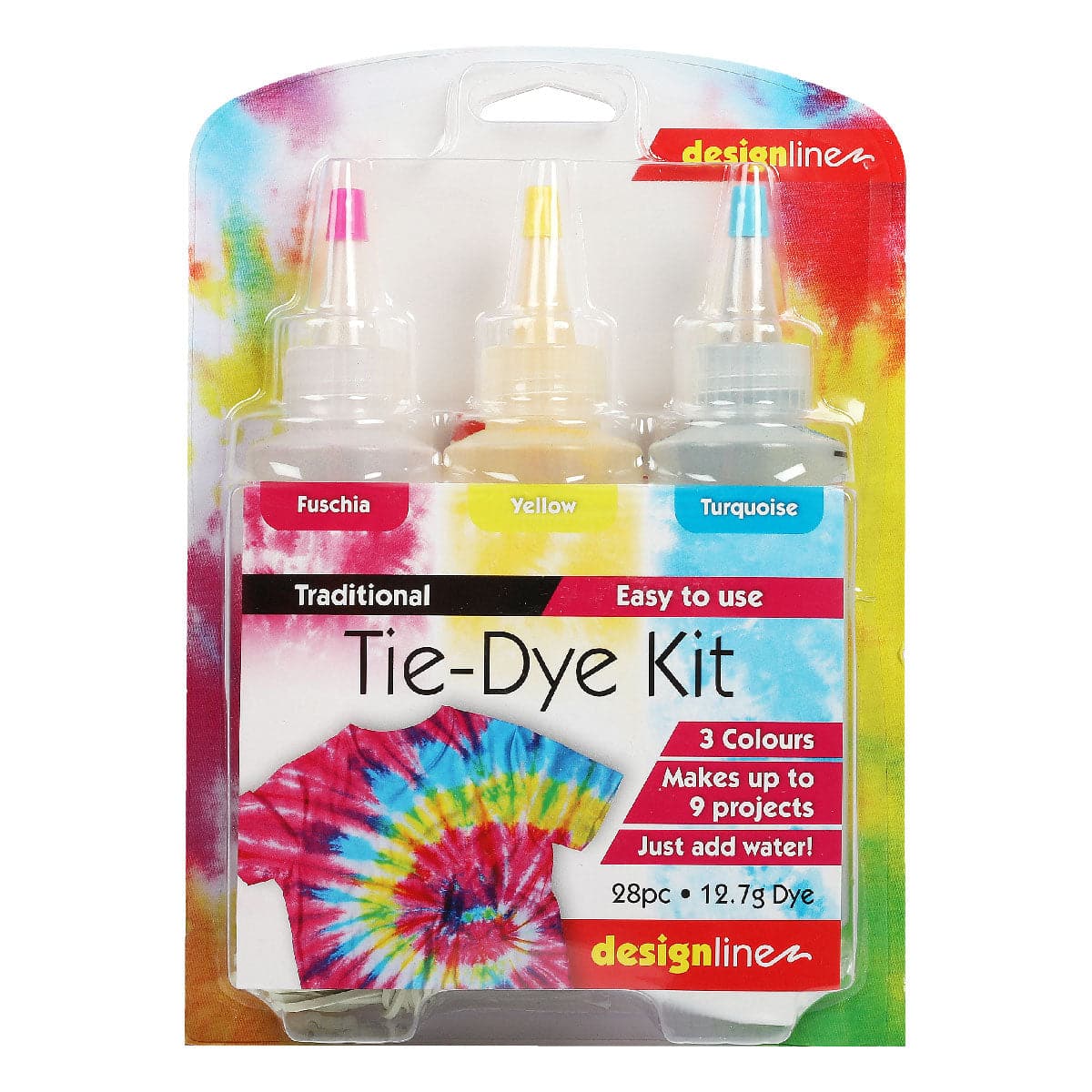 Image of Design Line Traditional Tie Dye Kit Assorted Colours 3 Pack