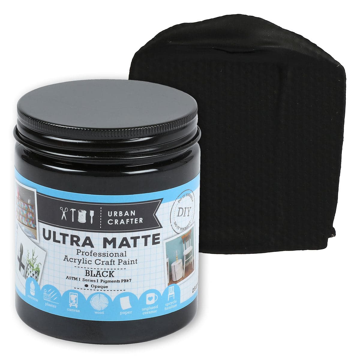 Image of Urban Crafter Ultra Matte Acrylic Paint Opaque S1 ASTM1 Black 250ml